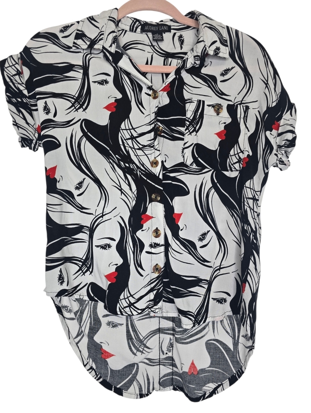 Button-down short sleeve blouse by Audrey Lane